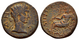 CARIA.Aphrodisias.Pseudo-autonomous issue.Time of Marcus Aurelius.(Circa 178-180).Ae.

Obv : ΔΗΜΟϹ.
Laureate-headed and draped bust of the Demos, righ...