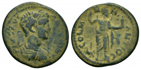 PISIDIA.Antioch.Caracalla.(197-217).Ae.

Obv : IMP CAES M AV ANTΩNINOC.
Laureate head to right.

Rev : ANTIOCH GENI COL CAS.
Tyche or female genius of...