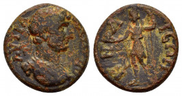 PISIDIA.Conana.Hadrian.(117-138).Ae.

Obv : ΑΥ ΤΡΑ ΑΔΡΙΑΝΟϹ.
laureate and cuirassed bust to right.

Rev : ΚΟΝΑΝIΩΝ.
Mên standing l. holding pine-cone ...