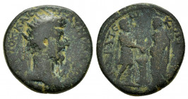 LYCAONIA.Barata.Marcus Aurelius.(161-180). Ae.

Obv : ΑΥΤΟΚ ΚΑΙϹ Λ ΑΥΡΗ ΟΥΗΡΟϹ ϹƐΒ ΑΡΜ ΠΑΡ ΜΗ.
Laureate head right.

Rev : ΒΑΡΑΤƐⲰΝ ΚΟΙ ΛΥΚΑΙΟΝΙΑϹ.
Em...