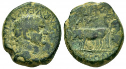 LYCAONIA.Iconium.Vespasian.(69-79). Ae.

Obv : IMP CAESAR VESPASIAN AVG.
Laureate head right.

Rev : COL IVL - AVG - ICONI.
Priest ploughing, left.
RP...