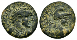 LYCAONIA.Iconium.Titus.(69-79). Ae.

Obv : AYTOKPATωP TITOC KAICAP.
Laureate, draped and cuirassed bust to right.

Rev : KΛAYΔЄIKONIЄωN.
Bust of Perse...