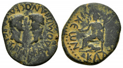 LYCAONIA.Laodicea Combusta.Titus and Domitian.(69-79). Ae.

Obv : TITOC KAI ?OMITIANOC ΚΑΙϹΑΡƐϹ.
Heads of Titus, left, and Domitian, right, facing eac...