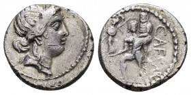 JULIUS CAESAR. Denarius.(48-47 BC). Military mint traveling with Caesar in North Africa.

Obv: Diademed head of Venus right.

Rev: CAESAR.
Aeneas...