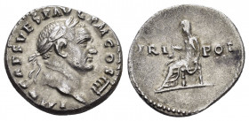 VESPASIAN.(69-79).Rome.Denarius.

Obv : IMP CAES VESP AVG P M.
Head of Vespasian, laureate, right.

Rev : TRI POT.
Vesta, draped, seated left, h...