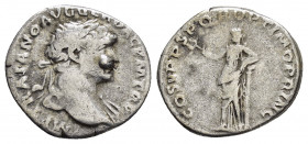 TRAJAN.(98-117).Rome.Denarius. 

Obv : IMP TRAIANO AVG GER DAC P M TR P.
Bust of Trajan, laureate, draped on left shoulder, right.

Rev : COS V P P S ...