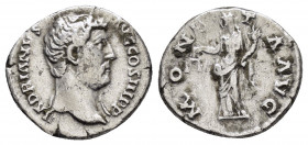 HADRIAN.(117-138).Rome.Denarius.

Obv : HADRIANVS AVG COS III P P.
Head of Hadrian, laureate, right.

Rev : MONETA AVG.
Moneta standing left, holding ...