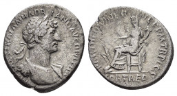 HADRIAN.(117-138).Rome.Denarius.

Obv : IMP CAES TRAIAN HADRIANO AVG DIVI TRA.
Bust of Hadrian, laureate, bare chest, traces of drapery on far shoulde...