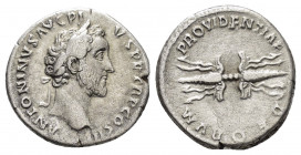 ANTONINUS PIUS.(138-161).Rome.Denarius.

Obv : ANTONINVS AVG PIVS P P TR P COS III.
Head of Antoninus Pius, laureate, right.

Rev : PROVIDENTIAE DEORV...