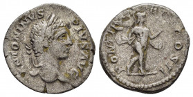 CARACALLA.(198-217).Rome.Denarius. 

Obv : ANTONINVS PIVS AVG.
Head of Caracalla, laureate, right.

Rev : PONTIF TR P X COS II.
Mars, helmeted, naked ...