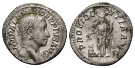 SEVERUS ALEXANDER.(222 - 235).Rome.Denarius. 

Obv : IMP ALEXANDER PIVS AVG.
Laureate bust right, slight drapery on far shoulder.

Rev : PROVIDENTIA A...