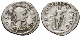 JULIA MAESA.(218-222).Rome.Denarius.

Obv : IVLIA MAESA AVG.
Bust of Julia Maesa, hair waved and turned up low at the back, draped, right.

Rev : FECV...