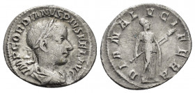 GORDIAN III.(238-244).Rome.Denarius. 

Obv : IMP GORDIANVS PIVS FEL AVG.
Laureate, draped and cuirassed bust of Gordian III right.

Rev : DIANA LV-CI-...
