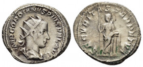 GORDIAN III.(238-244).Rome.Antoninianus.

Obv : IMP GORDIANVS PIVS FEL AVG.
Legend with radiate, draped and cuirassed bust right. 

Rev : SECVRITAS PE...