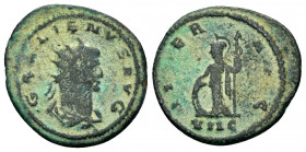 GALLIENUS.(253-268).(260-261).Antioch.Antoninianus.

Obv : GALLIENVS AVG.
Bust of Gallienus, radiate, cuirassed, right.

Rev : MINERVA AVG.
Minerva, h...