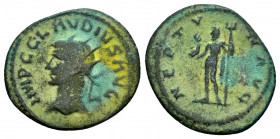 CLAUDIUS II.(268-270).Antioch.Antoninianus.

Obv : IMP C CLAVDIVS AVG.
Radiate, draped and cuirassed bust right.

Rev : NEPTVN AVG / A.
Neprune standi...