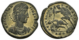 CONSTANTIUS II.(337-361).Antioch.Ae.

Obv : D N CONSTAN-TIVS P F AVG.
Bust of Constantius II, pearl-diademed, draped, cuirassed, right.

Rev : FEL TEM...