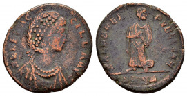 AELIA FLACCILLA.(379-386).Cyzicus.Ae

Obv : AEL FLACCILLA AVG.
Diademed and draped bust right.

Rev : SALVS REIPVBLICAE / SMKΔ.
Empress or Salus stand...