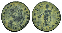 HELENA.(324-329).Constantinople.Ae.

Obv : FL IVL HELENAE AVG.
Diademed and mantled bust right.

Rev : PAX PVBLICA CONS.
Pax standing left, holding br...