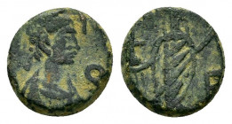 VANDALS.Anonymous.(Circa mid-late 5th Century).Carthage(?).Ae.

Obv : Diademed and draped bust to right.

Rev : Famele holding cross.

Condition : Ver...