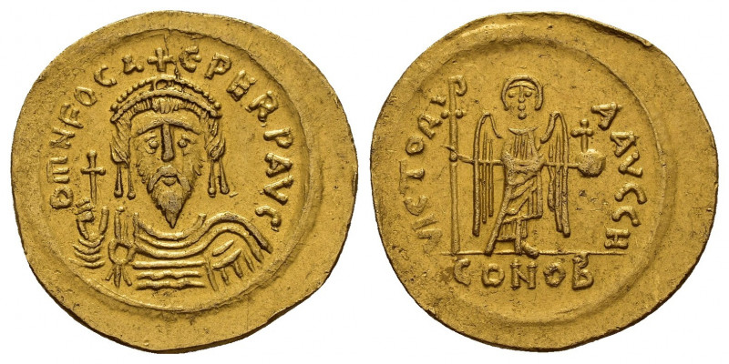 PHOCAS (602-610).Thessalonica.Solidus.

Obv : Dm N FOCAЄ PERP AVG.
Draped and...
