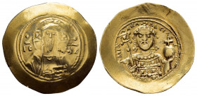 MICHAEL VII DUCAS.(1071-1078). Constantinople.Histamenon Trachy. 

Obv : IC - XC.
Bust of Christ facing, with nimbus cross, raising right hand and hol...