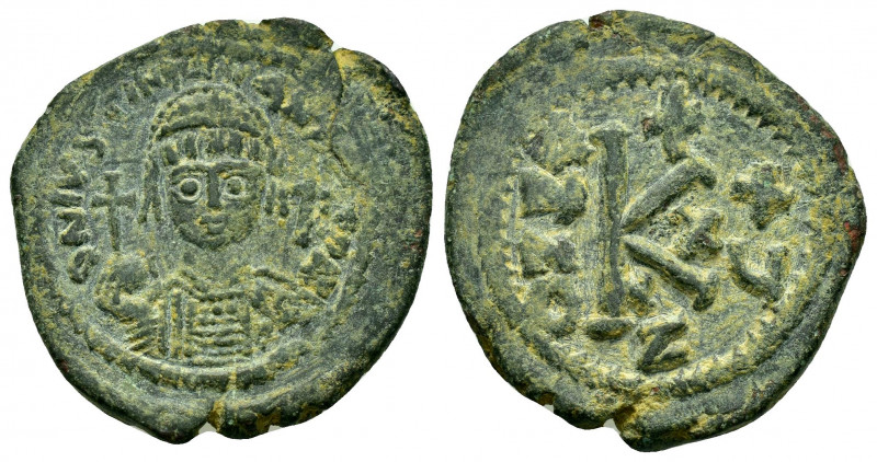 JUSTINIAN I.(527-565).Cyzicus.Half Follis.

Obv : D N IVSTINIANVS P P AVC.
Helme...