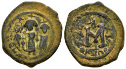 HERACLIUS.HERACLIUS CONSTANTINE and MARTINA.(610-641).Cyprus.Ae.

Obv : Heraclius, Heraclius Constantine, and Martina standing facing, each holding cr...