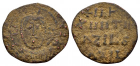 ANONYMOUS FOLLES.Basil II & Constantine VIII (976-1025).Contemporary imitation of Constantinople.Ae.

Obv : + ЄMMA / IC - XC.
Facing bust of Christ Pa...