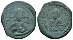 ANONYMOUS FOLLIS.Attributed to Romanus IV.(1068-1071).Constantinople.Ae.

Obv : IC - XC.
Facing bust of Christ Pantokrator.

Rev : MHP - ΘV.
Facing bu...