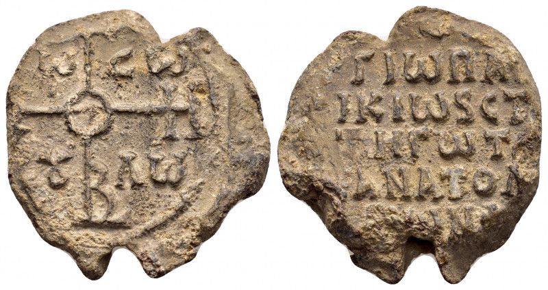 BYZANTINE LEAD SEAL.(Circa 11 th Century).Pb.

Obv : Cruciform invocative monogr...