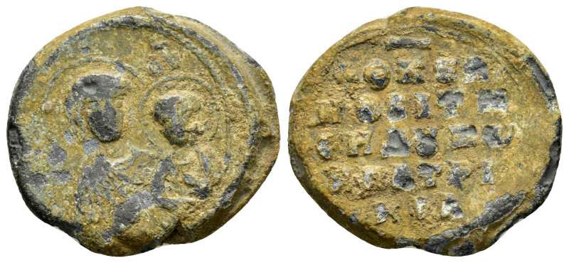 BYZANTINE LEAD SEAL.(Circa 11 th Century).Pb.

Obv : Bust of the Mother of God, ...