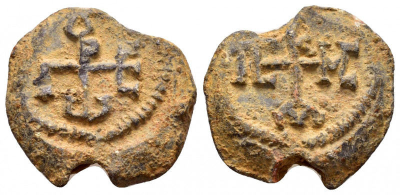 BYZANTINE LEAD SEAL.(Circa 11 th Century).Pb.

Obv : Cruciform invocative monogr...