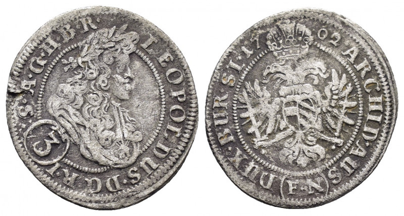 HOLY ROMAN EMPIRE.Leopold I.(1657-1705).Graz 1702.3 Kreuzer. 

Obv : LEOPOLDUS D...