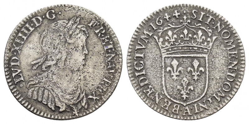 FRANCE.Louis XIV.(1643-1715).1/12 Ecu. 

Obv : LVD XIIII D G FR ET NAV REX.
Laur...