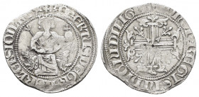 ITALY.Roberto I.(1309-1343).Napoli.Gigliato.

Obv : +ROBERT DEI GRA IERL ET SICIL RE.
Robert seated facing on lion throne, holding sceptre and orbt.

...