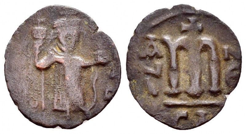 ARAB BYZANTINE.Standing Emperor.(Circa 660s-680).Hims.Ae.

Obv : Emperor standin...