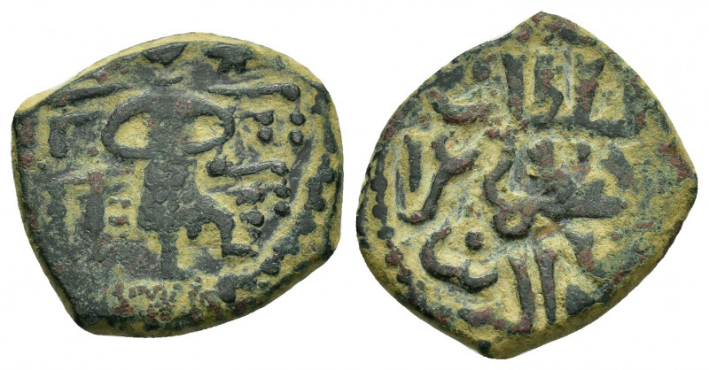 SELJUQ of RUM. Kaykaus II.2nd Reign.(1257-1261).NM & ND.Ae.

Obv : Sultan sittin...