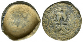 ROMAN BRONZE BUTTON with EAGLE.(Circa 1st - 2nd Century).

Condition : Very fine.

Weight : 8.4 gr
Diameter : 23 mm
