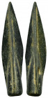 ANCIENT BRONZE ARROW HEADS.(Circa 2 th Century). Ae.

Condition : Good very fine.

Weight : 3.6 gr
Diameter : 8x38  mm