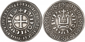 Louis IX dit Saint Louis (1245-1270). Gros Tournois 4,01 g. A/+ LVDOVICVS REX, croix Légende extérieure + BNDICTV:SIT:NOME:DNI:NRI:DEI:HV:XPI R/+ TVRO...