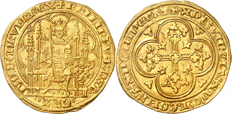 PHILIPPE VI (1328-1350).
Écu d’or à la chaise (1ère émission, 1er janvier 1337)...