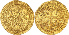 PHILIPPE VI (1328-1350).
Florin Georges, 2e émission (27 avril 1346) Montreuil-Bonnin 4,65 g.
A/ + PHILIPPVS DEI GRACIA FRANCORVM REX. Ponctuation p...