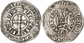 PHILIPPE VI (1328-1350).
Gros à la queue (27 sept.1348 et 15 janvier 1349) 3,41 g.
A/ Couronne, PHILIP PVS REX. Croix latine coupant la légende en b...