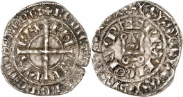 PHILIPPE VI (1328-1350).
Gros à la couronne (2e émission 31 octobre 1338) 2,49 g.
A/ + PHI LIP PVS REX L ornementée. Croix coupant la légende, légen...