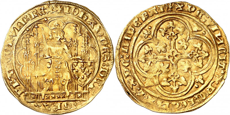 JEAN II DIT LE BON (1350-1364).
Écu d’or à la chaise, 1ère émission (18 mars 13...