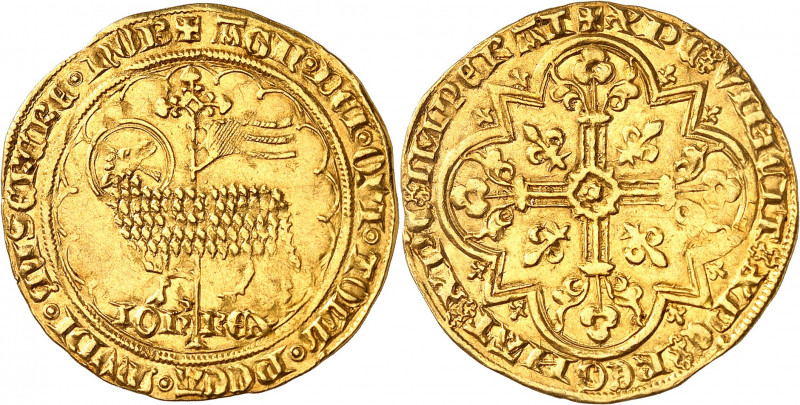 JEAN II DIT LE BON (1350-1364).
Mouton d’or (17 janvier 1355) 4,50 g.
A/ + AGn...