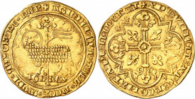 JEAN II DIT LE BON (1350-1364).
Mouton d’or (17 janvier 1355) 4,50 g.
A/ + AGn DEI QVI TOLL PCCA mVDI mISERERE nOB. Ponctuation par un annelet point...