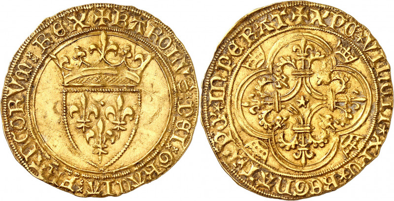 CHARLES VI (1380-1422).
Écu d’or à la couronne, 2e émission (28 février 1388) 3...