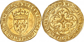 CHARLES VI (1380-1422). Écu d’or à la couronne, 3e émission (11 septembre 1389) 3,93 g. Point 13e=Dijon.
A/ + KAROLVS DEI GRACIA FRANCORVM REX ponct....